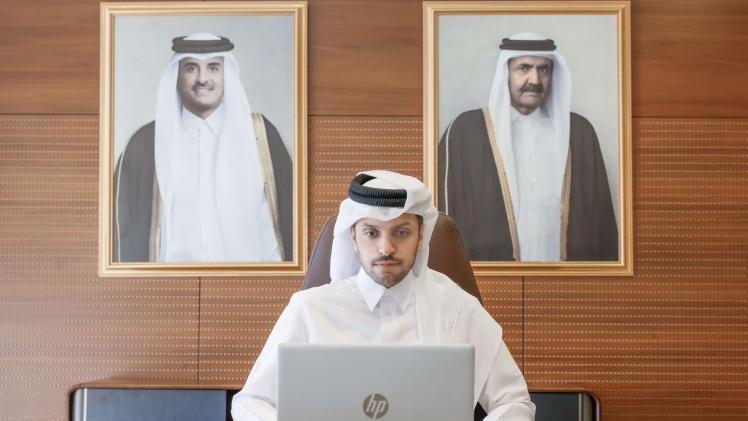 جانب من المشاركة القطرية في الاجتماع عن بُعد